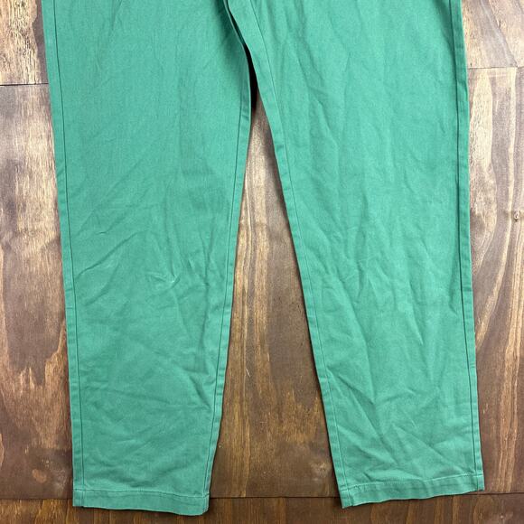 Houston White Mens Pants Green Chinos Single Pleated Wide Leg 100% Cotton 32x32 - Picture 3 of 12